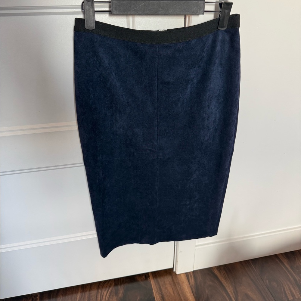 BCBGMaxAzria Suede Dark Blue Pencil Skirt